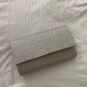 Silver Rhinestone Magnetic Clutch